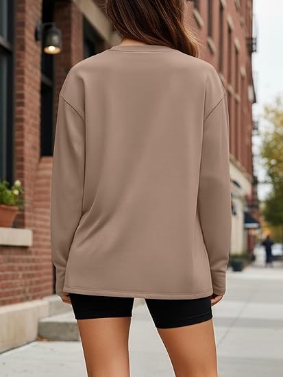 Trendy Queen Women’s Oversized Long Sleeve T-Shirt – Casual Fall Top 2025