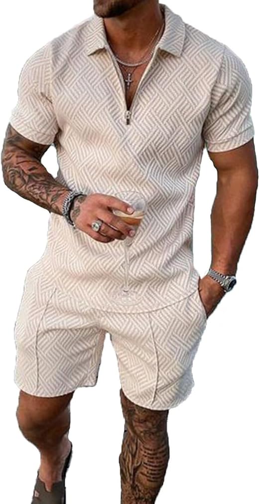 BIRW Men's 2 Piece Polo Short Set – Summer Casual Tracksuit Outfits
