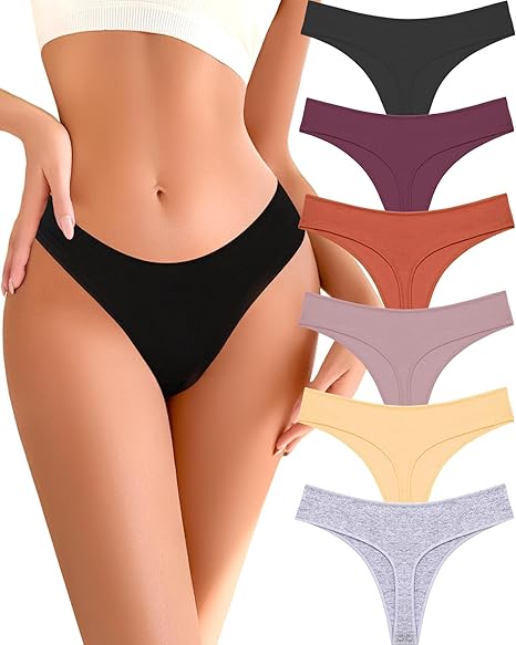 Cotton Underwear for Women – Soft Breathable Thong Panties (Pack, XS–XL)