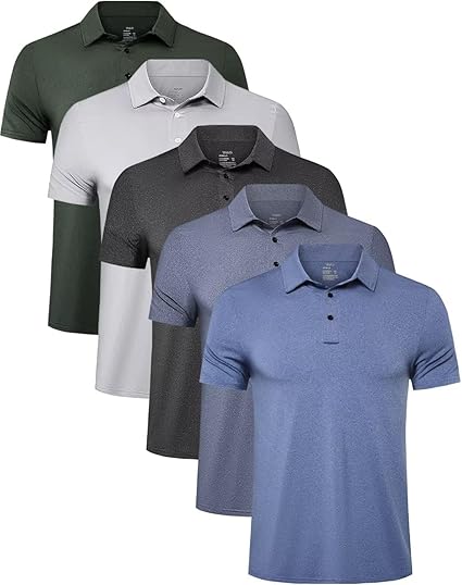 TELALEO Men's Polo Shirts 4/5 Pack – Quick Dry Golf & Workout Tees