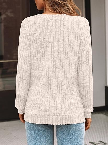 AUTOMET Women’s V-Neck Long Sleeve Top – Fall Fashion Casual Sweater 2025