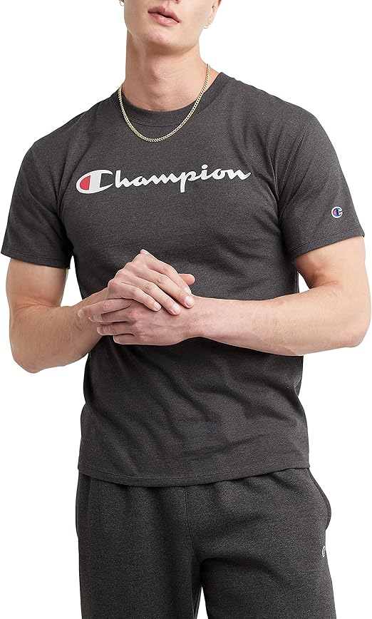 Champion Men's Graphic Script Cotton Crewneck Midweight T-Shirt