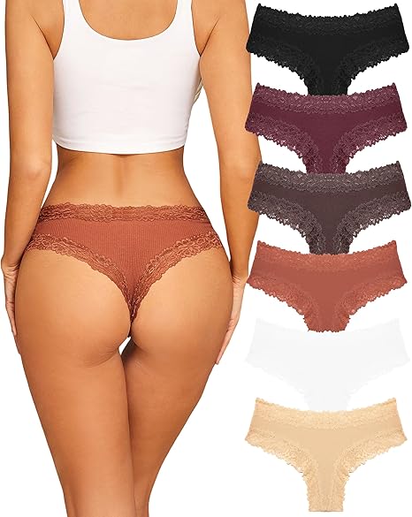 Sth Big Women’s Cotton Underwear – Sexy Lace Brazilian Bikini Panties (6 Pack)