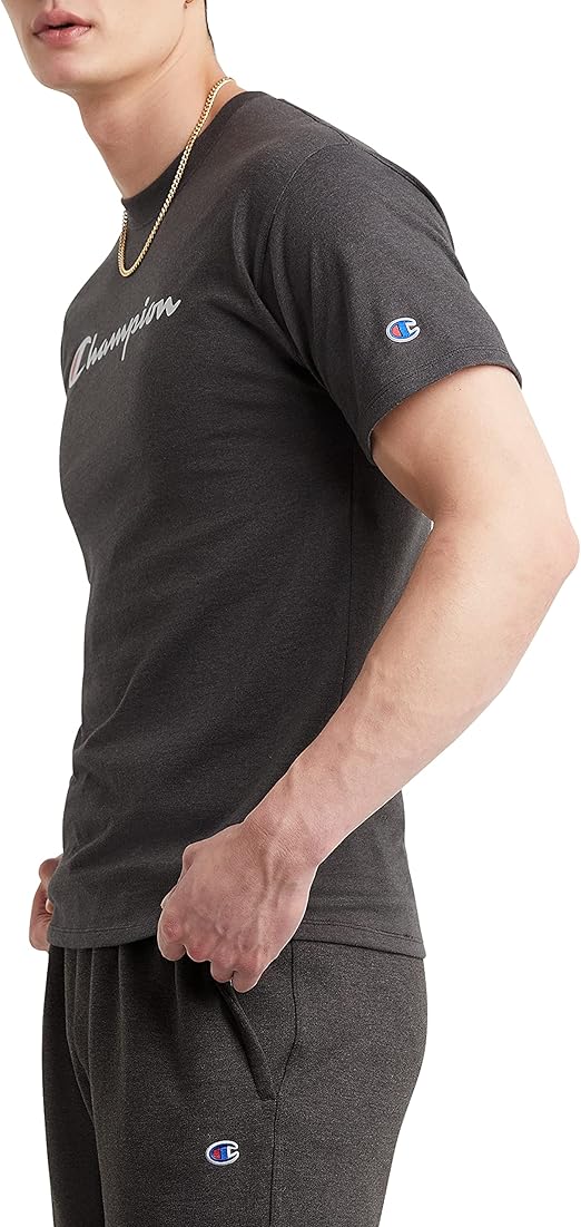Champion Men's Graphic Script Cotton Crewneck Midweight T-Shirt