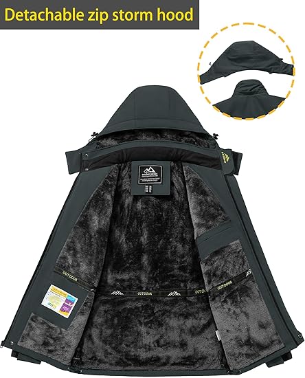 TACVASEN Men’s Waterproof Ski Jacket – Winter Snow Coat with Fleece Lining & Hood