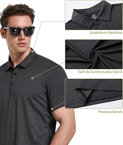 TELALEO Men's Polo Shirts 4/5 Pack – Quick Dry Golf & Workout Tees