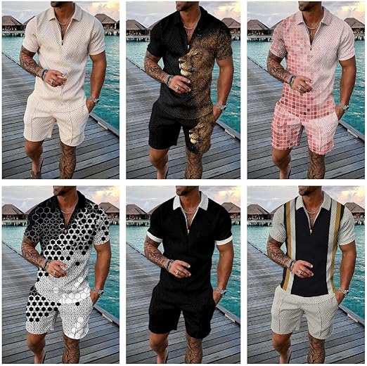 BIRW Men's 2 Piece Polo Short Set – Summer Casual Tracksuit Outfits