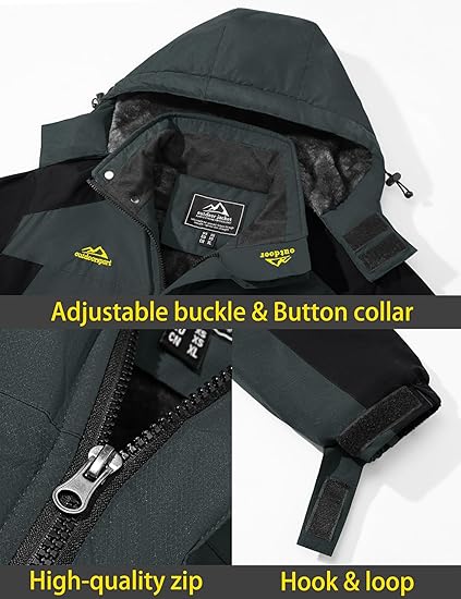 TACVASEN Men’s Waterproof Ski Jacket – Winter Snow Coat with Fleece Lining & Hood