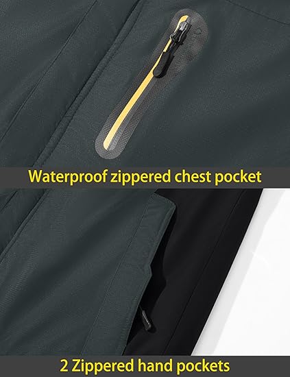 TACVASEN Men’s Waterproof Ski Jacket – Winter Snow Coat with Fleece Lining & Hood