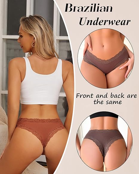 Sth Big Women’s Cotton Underwear – Sexy Lace Brazilian Bikini Panties (6 Pack)