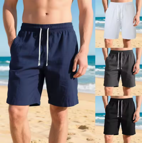 Men's Cotton Linen Beach Shorts Lightweight Gym Jogger Pants S-3XL