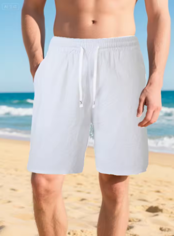 Men's Cotton Linen Beach Shorts Lightweight Gym Jogger Pants S-3XL