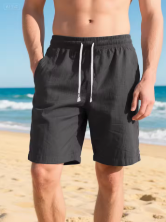 Men's Cotton Linen Beach Shorts Lightweight Gym Jogger Pants S-3XL